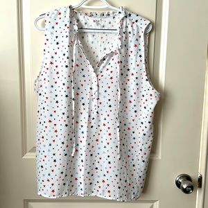 Short sleeve button front with tie loft XL top